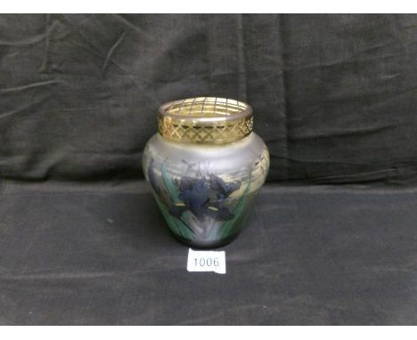 A hand painted art nouveau rose bowl signed P Just