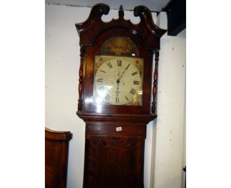 A large inlaid mahogany & oak 30 hour long case clock