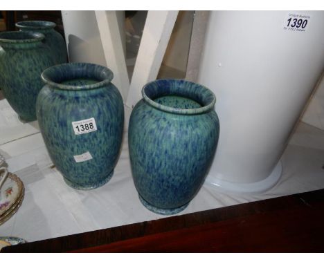 A large pair of Langley art deco blue vases