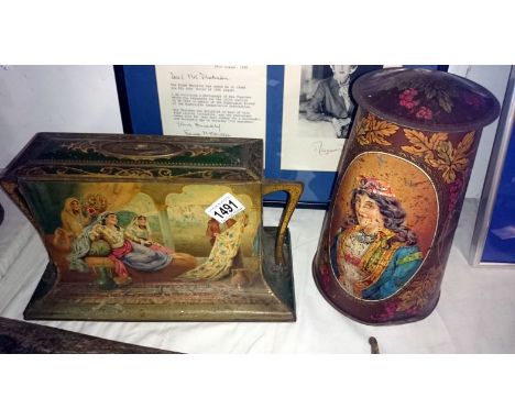Large John Buchanan art nouveau tin and tall cylindrical tea caddy tin
