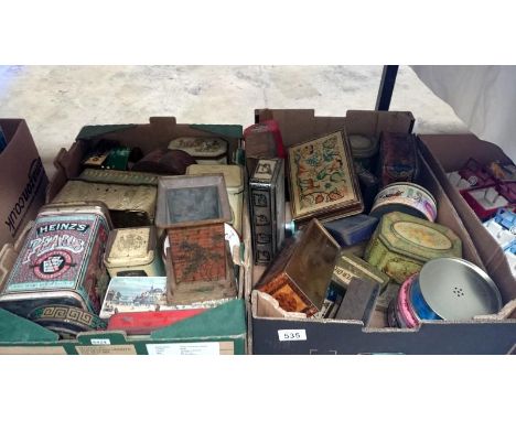 2 boxes of vintage tins