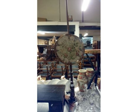 A Victorian pole screen with tapestry panel a/f