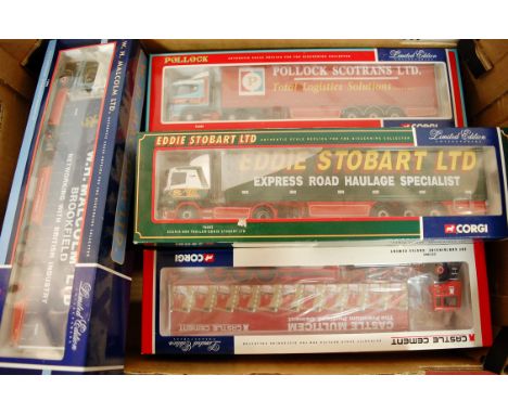 A collection of assorted boxed modern issue diecast vehicles to include; Corgi M.A.N. curtainside transporter, Eddie Stobart 