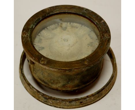 An early 20th century brass cased ships compass, No.B433419L66 (a/f) 