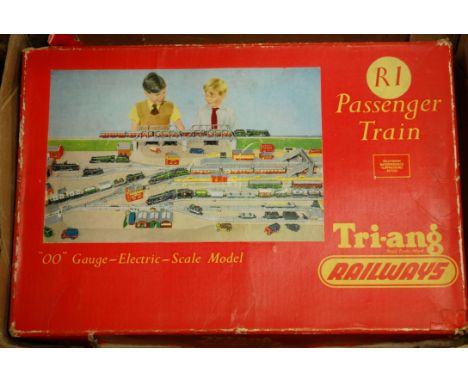 A boxed Triang railways 00 gauge electric scale passenger train set; together with various other Triang railways 00 gauge acc