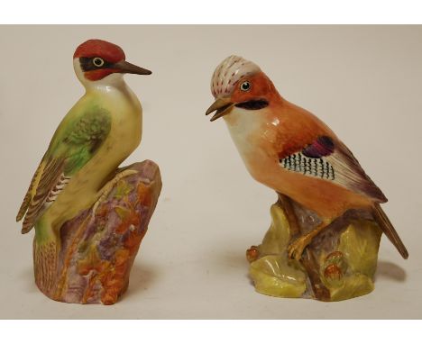 A Royal Worcester bone china jay bird No. 3248, and one other of a woodpecker No. 3249 (2)