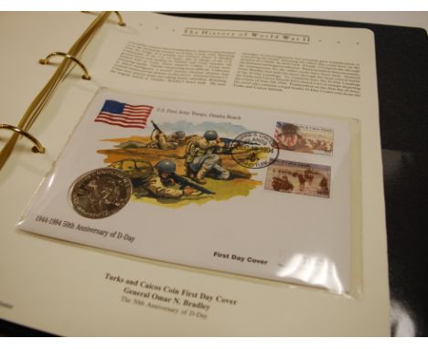 Five albums of The History of WWII to include coin and first day covers 