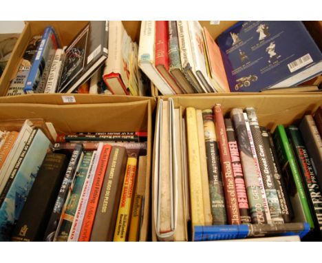 Four boxes of miscellaneous books to include automobile and military interest 