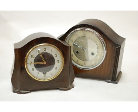 An Art Deco bakelite cased mantel clock by Smith's; together with an oak cased example (2) 
