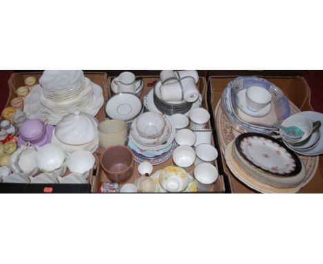Three boxes of miscellaneous china to include Shelley teacup and saucer, Coalport part tea and dinner service, various eggcup