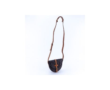 Louis Vuitton Brown Monogram Coated Canvas Chantilly Bag. Golden brass hardware, brown interior with zipper pocket. Vachetta 