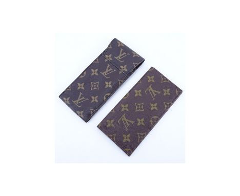 Two (2) Louis Vuitton Brown Monogram Coated Canvas Accessories. Includes checkbook holder and eyeglass case. Labeled appropri