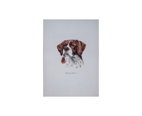 Grouping of Six (6) Vintage Artist Signed Dog Portrait Color Etchings. Good condition. Unframed, sheet size 19-3/4" H x 13-7/