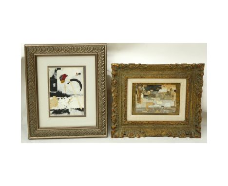 Two (2) Philip Standish Read, American (1927 - 2000) Mixed Media Collages, Abstract Compositions, Each Signed Lower Right, on
