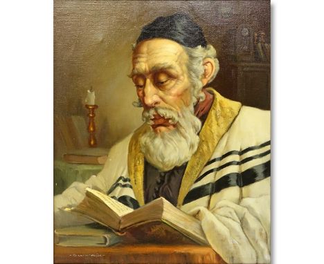 Poleser, Hungarian (20th C) Oil on Canvas, Portrait of a Religious Man, Signed Lower Left. COA en verso. Good condition. Meas