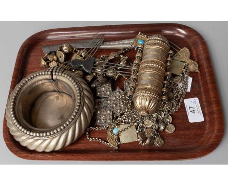A Collection of Assorted Items, Probably Ethiopian, comprising a necklace in the form of an amulet; two cruciform pendants; a
