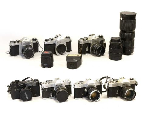 Yashica Cameras TL Electro X with CZJ f1.8 50mm lens; TL Super with Yashinon-DX f1.7 50mm; TL Electro with Yashinon-DX f1.7 5