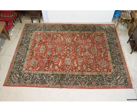 Large red and blue ground carpet, 345 x 252cm 