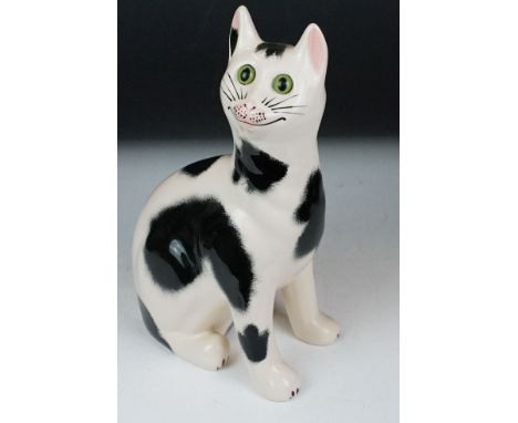 Griselda Hill Pottery Wemyss black and white cat, signed G. Hill Pottery to base and Wemyss, 34cm high 