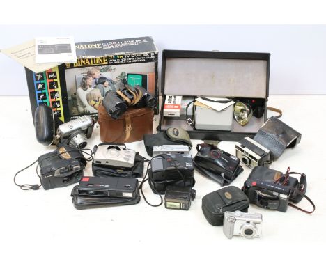 Collection of cameras, to include: Kodak Instamatic 200, Werra Carl Zeiss Jena, Canon 38mm, Wray London binoculars in origina