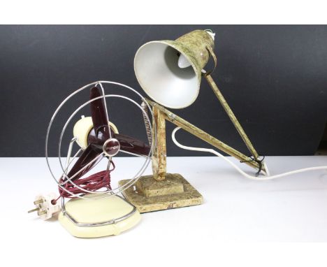 Herbert Terry anglepoise work lamp, together with a Pifco retro desk fan (approx 28cm tall) 