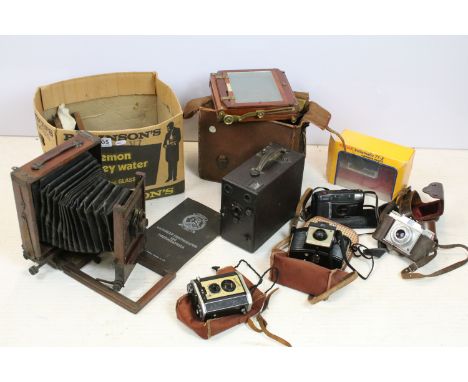 A collection of cameras to include two plate / large format examples, featuring Royalty Cameras - The Princess May (with lens