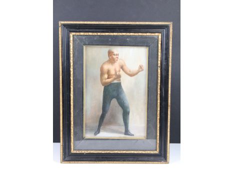 Oil painting portrait of American Boxer John Arthur Johnson (1878 - 1946), Johnson was nicknamed ' Galveston Giant ', 29 x 19