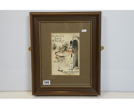 Usher's Scotch Whisky advert, 22 x 14.5cm, framed and glazed 