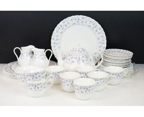 Wedgwood 'Windrush' pattern tea set to include teapot, cups &amp; saucers, tea plates, sugar bowl, milk jug, etc 