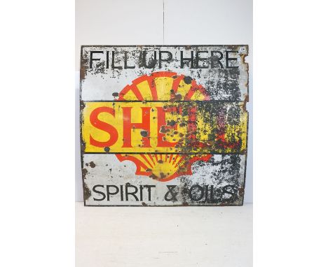 Shell Fill Up Here Spirit &amp; Oils enamel sign, 121 x 122cm 