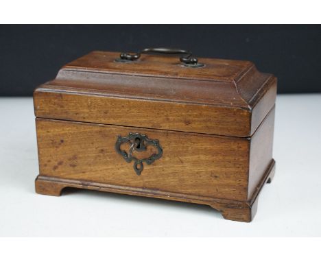 George III mahogany tea caddy with a fitted interior, approx 23cm wide