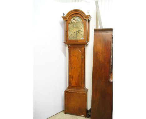 Mahogany inlaid longcase clock, the brass dial signed Thomas Lister, Halifax, with Roman and Arabic numbers, with moon phase,