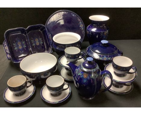 Denby Baroque table ware including serving dishes, casserole dish, teapot, cups and saucers, etc; others, vases, etc 