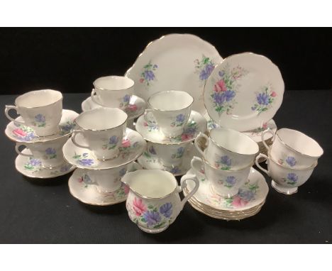 A Royal Albert Sweet Pea pattern tea service, for twelve, printed mark 