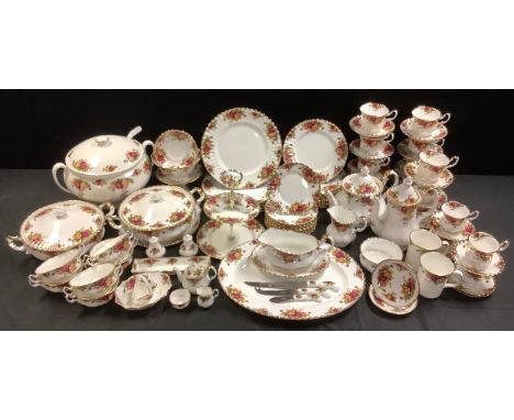 A Royal Albert Old Country Roses pattern comprehensive dinner service, coffee service, tea service, miniatures and decorative