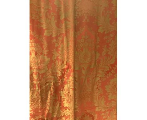 Textiles - two pairs of large country house interlined curtains, each 265cm drop, 90cm top, 180cm bottom 