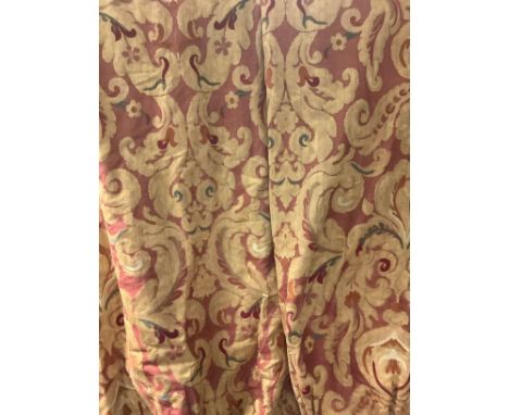 Textiles - two pairs of large country house interlined curtains, each 260cm drop, 120cm top, 265cm bottom 