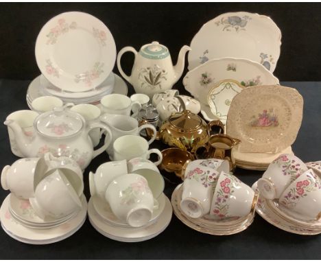 A Sadlers Romance pattern dinner and tea service;  Windsor Spring Meadow tea service;  other teaware;  etc 
