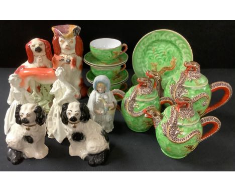 A Royal Worcester figure, in the white;  a German Nodding Grandmother;  a Staffordshire greyhound;  a Japanese eggshell tea s