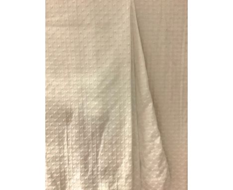 Textiles - two pair of cream cotton curtains, 220cm drop, 120cm wide;  rope tie 