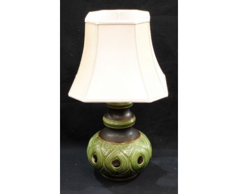A large 1950's/60's West German pottery table lamp and shade 