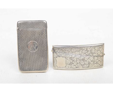 Two Victorian and Edwardian Silver card casesTo include a Victorian engraved corned example, Birmingham, 1902, 8cm x 4cm, tog