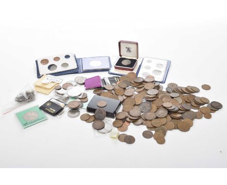 A collection of Queen Victoria, Edward VII and George V bronze coinageGeorge VI crown dated 1951, further half crowns, crowns