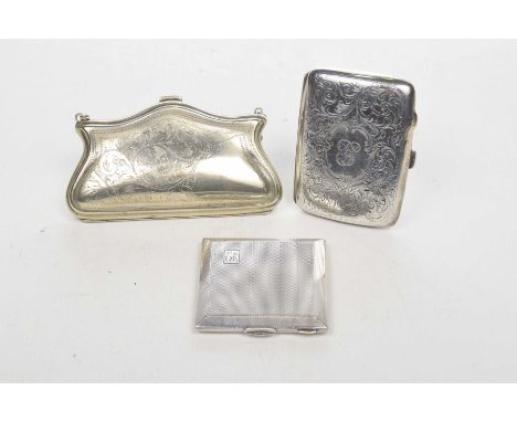 A group of Silver ladies collectable itemsTo include an Edwardian Silver inscribed cigarette case, Birmingham, 1915 and a Sil