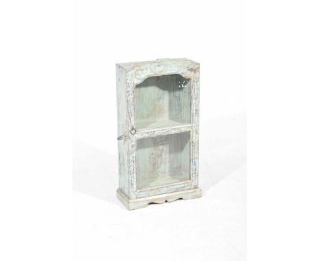 A rustic painted hardwood glazed free standing cabinetThe single door with twin glazed panels enclosing a single shelf above 