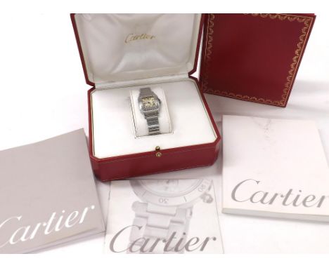 Cartier Santos automatic stainless steel lady's bracelet watch, ref. 2423, circa 2002, serial no 88155xxx, 26mm - **with orig