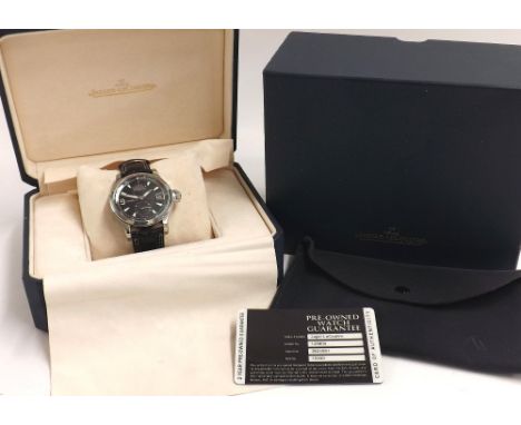 Jaeger-LeCoultre Master Compressor GMT automatic stainless steel gentleman's wristwatch, ref. 146.8.05, serial no. 2624xxx, b