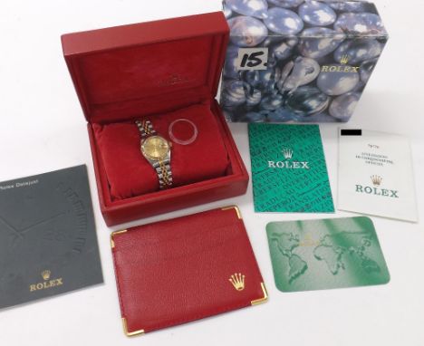 Rolex Oyster Perpetual Datejust gold and stainless steel lady's bracelet watch, ref. 79173, circa 2001, serial no. K73xxxx, m