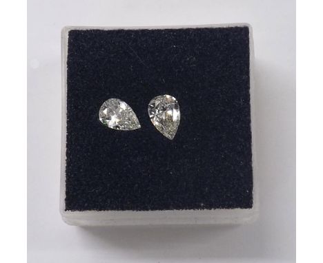 Pair of pear shaped loose diamonds - each 0.50ct approx, clarity SI1-2, colour J/K 
