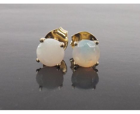 Pair of 9ct opal stud earrings, 7mm
